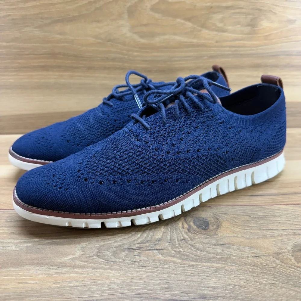 Cole Haan Zero Grand Mesh Wingtip 9 M Navy Blue Stitchlite Oxfords